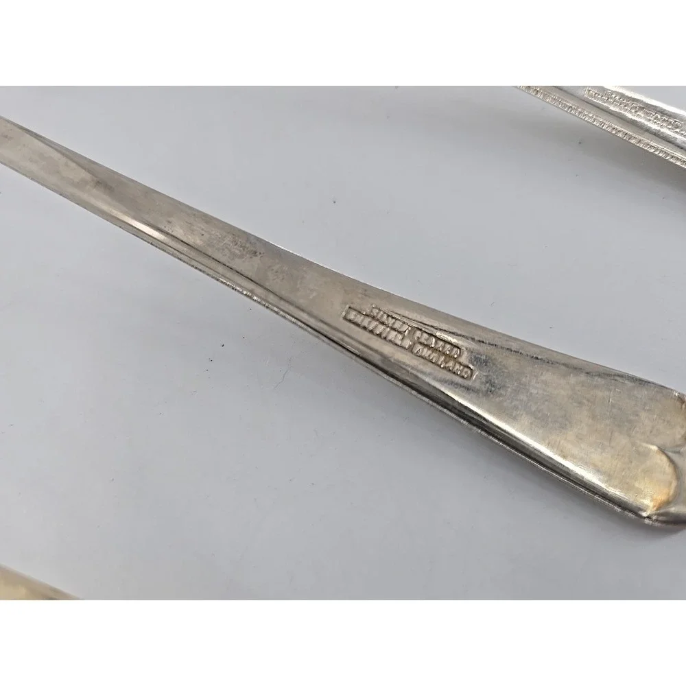 2 Pair Vtg Sheffield Salad Fork & Spoons Silver Plated Salad Serving Set England